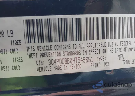 2017 Dodge Journey Sxt из США, поврежденный, VIN 3C4PDCBB0HT545651